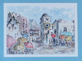 PIAZZETTA ITALY ITALIAN WATERCOLOR PAINTING SIGNED M FEDERICO? GALLERIA ... - $55.00
