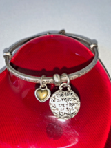 Gently Used Brighton &quot;MOM&quot; Silver Plated Bangle Bracelet &quot;The Love of a Mother&quot; - £15.63 GBP
