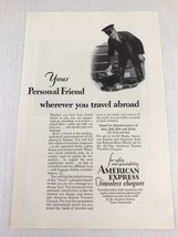 American Express Travelers Cheques Vtg 1929 Print Ad Art - £7.74 GBP