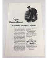 American Express Travelers Cheques Vtg 1929 Print Ad Art - £7.77 GBP