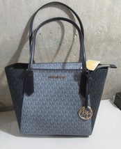 Michael Kors Kimberly Small Bonded Signature Logo Tote Pale Blue / Admir... - $169.00
