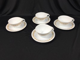 (4) Corelle Butterfly Gold Coffee Tea Cups &amp; Saucers Made in USA - Lot of 4 - £12.75 GBP