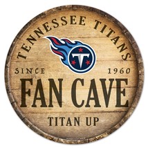 Tennessee Titans Sign Wood 14 Inch Round Barrel Top Design - $43.99