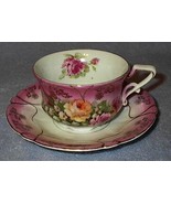 Fancy Pink Lustre Roses Floral Cup and Saucer - £14.11 GBP