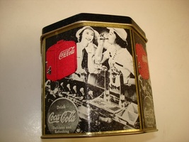 Coca-Cola Retro Hexagon Tin Canister ! - £4.45 GBP