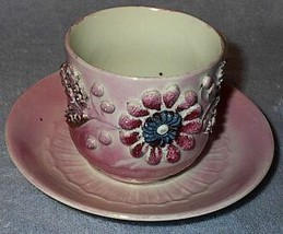 Pink Lustre Raised Embossed Cup and Saucer - £14.08 GBP