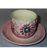 Pink Lustre Raised Embossed Cup and Saucer - £14.11 GBP