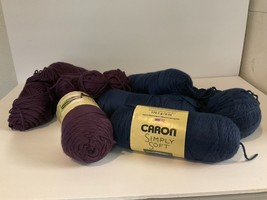 Caron Simply Soft Yarn Lot of 2.5 Pounds Plum Perfect Dark Country Blue - $15.83