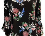 NWT Rafaella Black Floral Flutter Sleeve V Neck Top Size XL - $37.99
