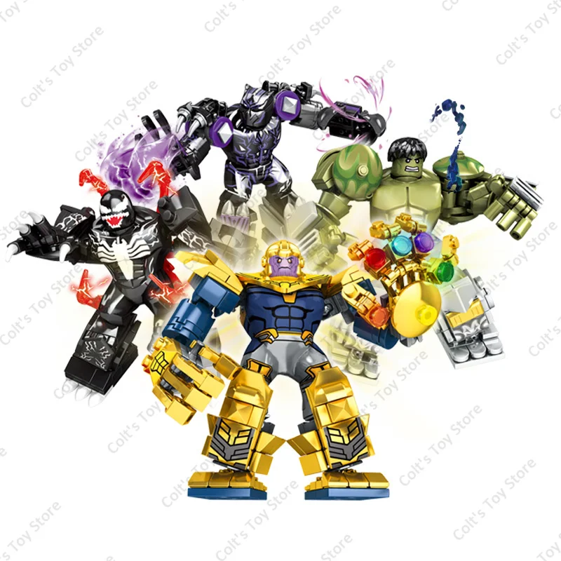 The Avengers 4 In 1 Superheroes Thanos Black Panther Mecha Building Blocks - £28.06 GBP