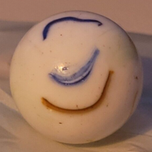 Vintage Shooting Marble White Blue Brown Stripped Unique Collectible Dec... - $11.99