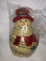 New Vintage Blow Mold Christmas Snowman Light Cover Red Hat White Scarf 8&quot; - £18.15 GBP