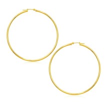 14k Yellow Gold 60mm Diameter Polished Uniquely Large Round Hoop Earrings - £352.84 GBP