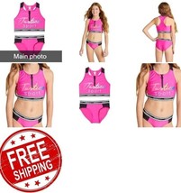 JUSTICE™ Girls&#39; LARGE (12/14) ~ Longline Zip Bikini ~ 2 Piece Swimsuit ~ Bikini - £17.64 GBP