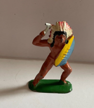 Barclay Manoil Native American Indian Chief Metal Figure Shield And Axe 754 - $20.00