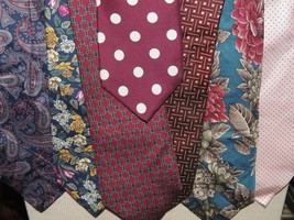 Lot of 7 Land&#39;s End Neck Tie/Necktie Silk floral &amp; classic 56-58&quot;+x3.25-... - $8.09