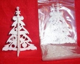 3 sets Glittered 3-D Plastic WHITE TREE Ornaments - $6.00