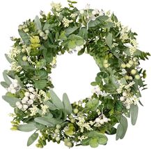 Eucalyptus Leaf Wreath with Berries for Year-Round Front Door WALL HOME ... - $21.33
