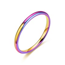 ZORCVENS 2021 New Simple 2mm Thin Ring for Woman 4 Colors Stainless Steel Elegan - £6.76 GBP