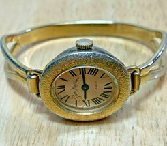Vintage San Mauno Lady Gold Tone Cuff Bangle Hand-Wind Mechanical Watch ... - $12.23