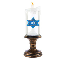 NEW Hanukkah Star Of David LED Glitter Globe Flicker Candle, timer batte... - $19.95