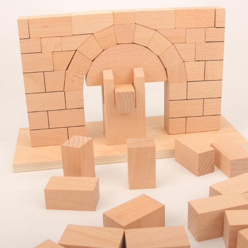 1PC Roman Arch Bridge Stacking Geometry Learning Sensory Block Wooden Toy - £26.50 GBP
