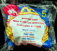 McDonalds Toy - Brown Bear Plush - Animal Pals #5 (1997) - New in Bag - $8.59