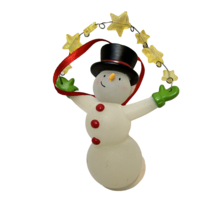 Vintage Hallmark Frosted Glass Snowman Painted Christmas Ornament 4" - $10.94