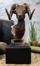 Rustic Country Wildlife Bighorn Sheep Ram Bust Sculpture with Trophy Base 8&quot;H - £39.29 GBP