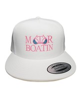 Motor Boatin Adjustable Snapback Direct Embroidered Flat Bill Cap Hat White - $28.70