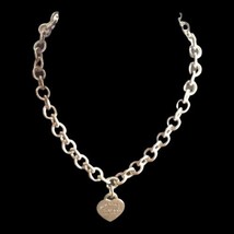 Tiffany &amp; Co. &quot;Please Return To Tiffany&quot; heart charm necklace 66.8 Gram 15.5&quot;. - £434.54 GBP