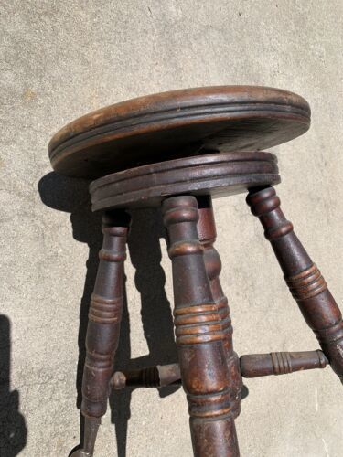 Antique 19thC A.Merriam Piano Legno Girevole Sgabello Sedile Bench Sfera Claw Item image 9