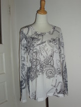 Seven 7 Black &amp; White Shirt Top Long Sleeve Scoop Neck Women&#39;s Size XL -... - $20.00