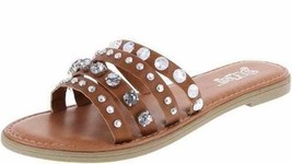 Womens Sandals Brash Studded Flats Brown Sampson Casual Shoes-size 6 - £14.20 GBP
