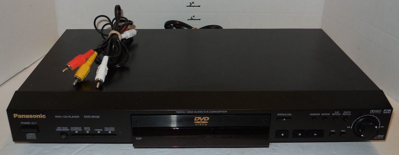 Panasonic DVD-RV32 DVD CD Player 192KHz Converter Cinema Surround NO Remote - $34.95