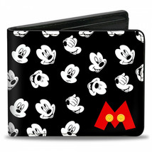 Mickey Mouse Faces Bi-Fold Wallet Black - £20.76 GBP