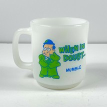 Vintage Glasbake Milk Glass USA Coffee Mug Business Man &quot;When in doubt..Mumble&quot; - £12.65 GBP