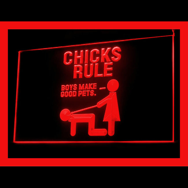 Primary image for 180039B CHICKS RULE Boy make Good potential surprise Pets Exhibit LED Light Sign