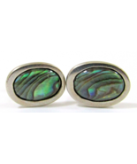 Green Swirl Glass and Sterling Silver Cufflinks - $922.02 MXN