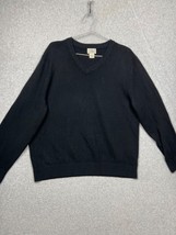 LL Beans Cashmere V-Neck Knit Pullover Sweater Mens XL Black Classic Simple - $54.88