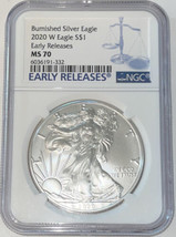 2020-W Burnished MS 70 Silver American Eagle NGC Brown SP - £117.86 GBP