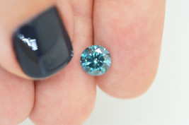 Round Shaped Diamond Fancy Blue Color SI2 Loose Real Natural Enhanced 1.34 Carat - £984.73 GBP