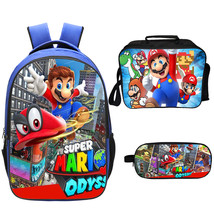 WM Super Mario Backpack Lunch Box Pencil Case Outdoor School Package - £43.09 GBP