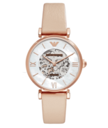 NWT Emporio Armani AR60001 Women&#39;s Automatic Leather Strap Watch - £152.88 GBP