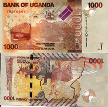 Uganda P49f, 1000 Shilling, Nyero rock paintings / kob antelope herd, 20... - $2.88