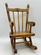 Vintage Wooden Miniature Doll Rocking Chair 11.5&quot; Bears Dolls Toy Wood R... - $21.27