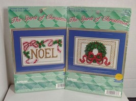 Set of 2 Janlynn Counted Cross Stitch Noel 157-75 Wreath 157-76 Christma... - $19.79
