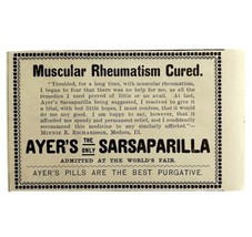 Ayers Rheumatism Cured Medicine 1894 Advertisement Victorian Worlds Fair... - $17.50