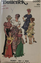 Butterick #5980 Girls size 6 Historical Costume Sewing Pattern, Uncut 19... - $11.97
