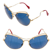 Miu Miu Scenique Butterfly 56R Blue Red Gold Oversized Sunglasses MU56RS - £195.46 GBP